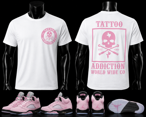 TAC Skull Tee White/Pink front and back