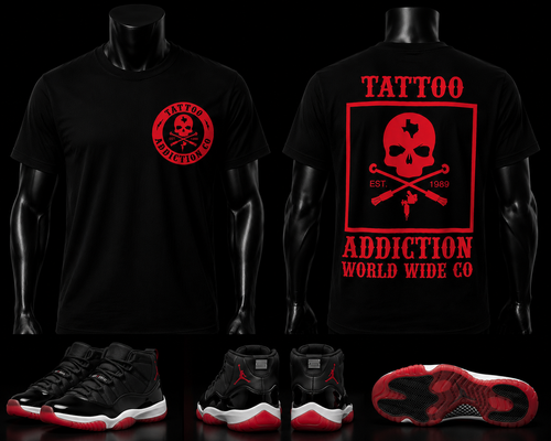 TAC Skull Tee Black/Blue front and back