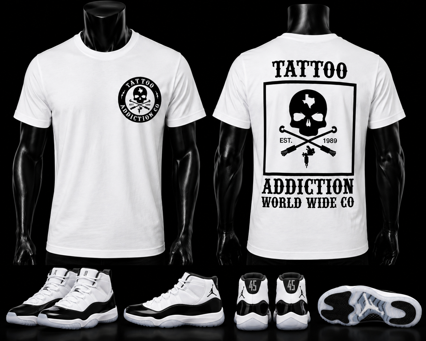 TAC Skull Tee white/black